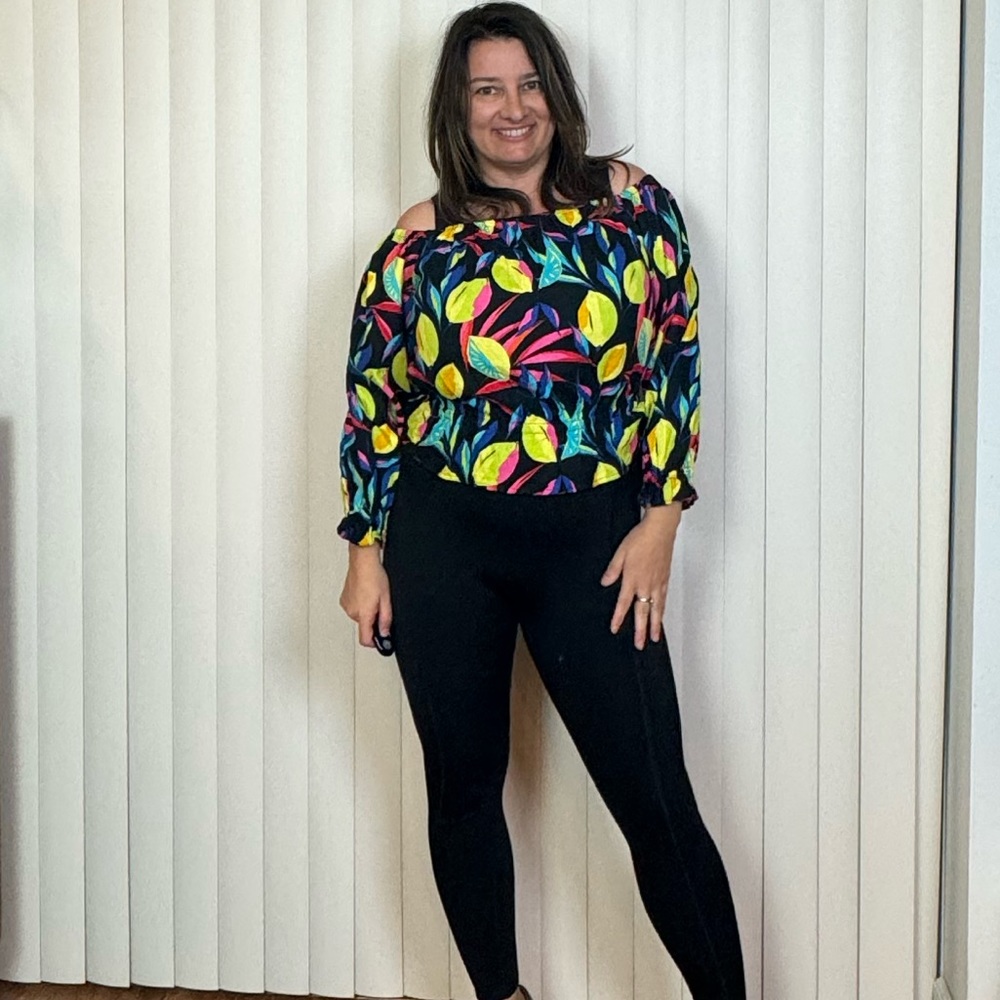 Tabitha Brown X Target Lemon Print Bardot Top Size Medium